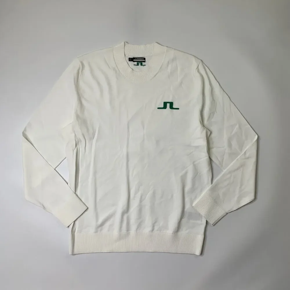 J Lindeberg Sweater Mens XL White Gus Knitted Viscose Nylon Blend Pullover Crew